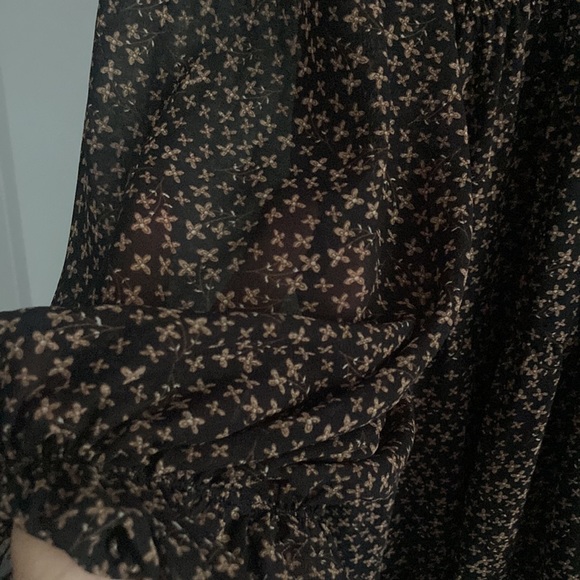 AAKAA brown and black floral chiffon boho dress, size medium - Picture 11 of 14
